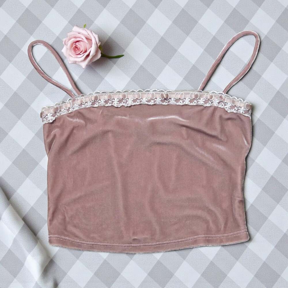 BEVERLY and BECK Blush Pink Velvet Tank Top S